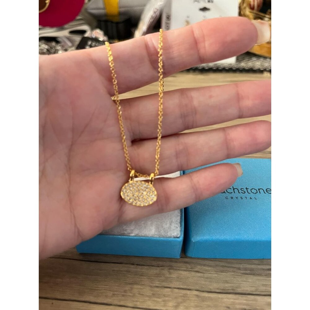 Touchstone Crystal by Swarovski Mini Disc Golden Touch Necklace